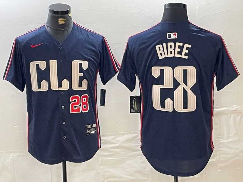 Men%27s Cleveland Guardians #28 Tanner Bibee Number Navy 2024 City Connect Limited Stitched Jersey->cleveland guardians->MLB Jersey